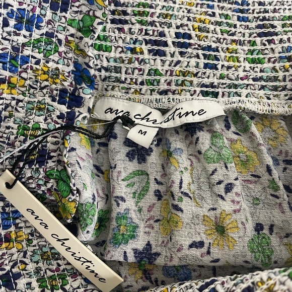 Ava Christine Maxi Skirt Med Blue Purple Green Floral Smocked Viscose Dress? NWT - Picture 4 of 8